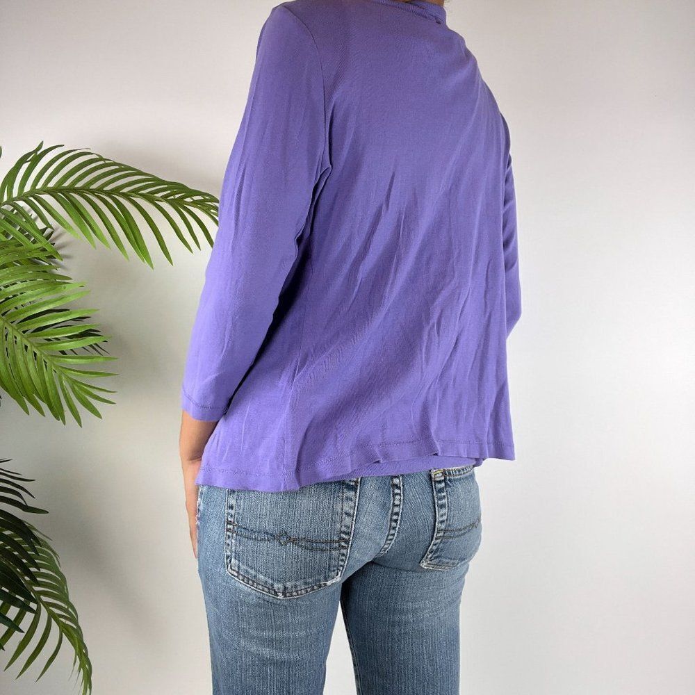 Vintage Y2K Purple FloralāCottagecore Cardigan & Tank Top Set / Size: M - Picture 2 of 5